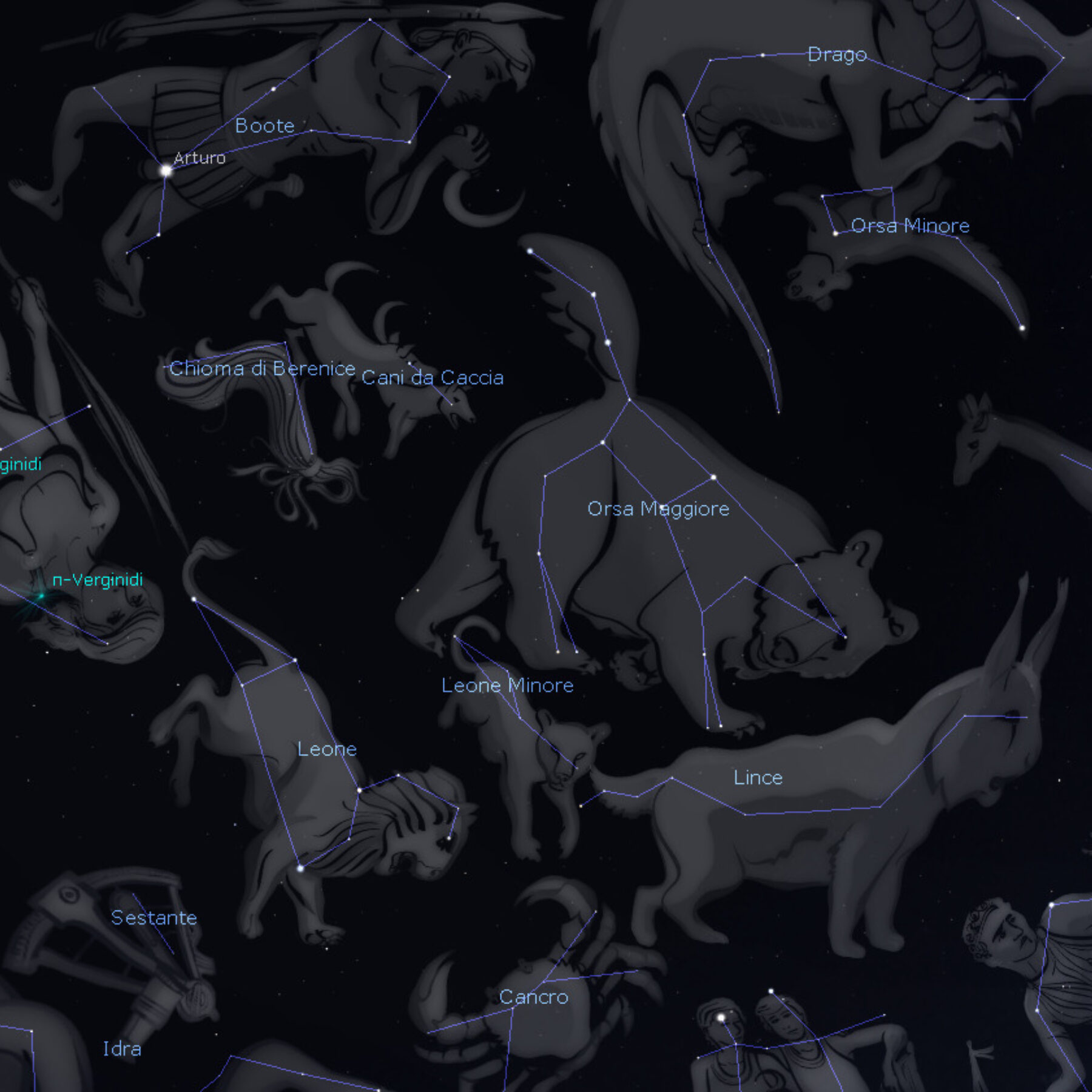 Costellazioni panoramica stellarium