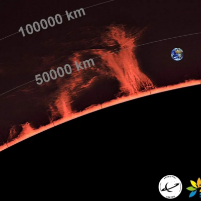 Protuberanza solare con linee Osservatorio Zero Spreco